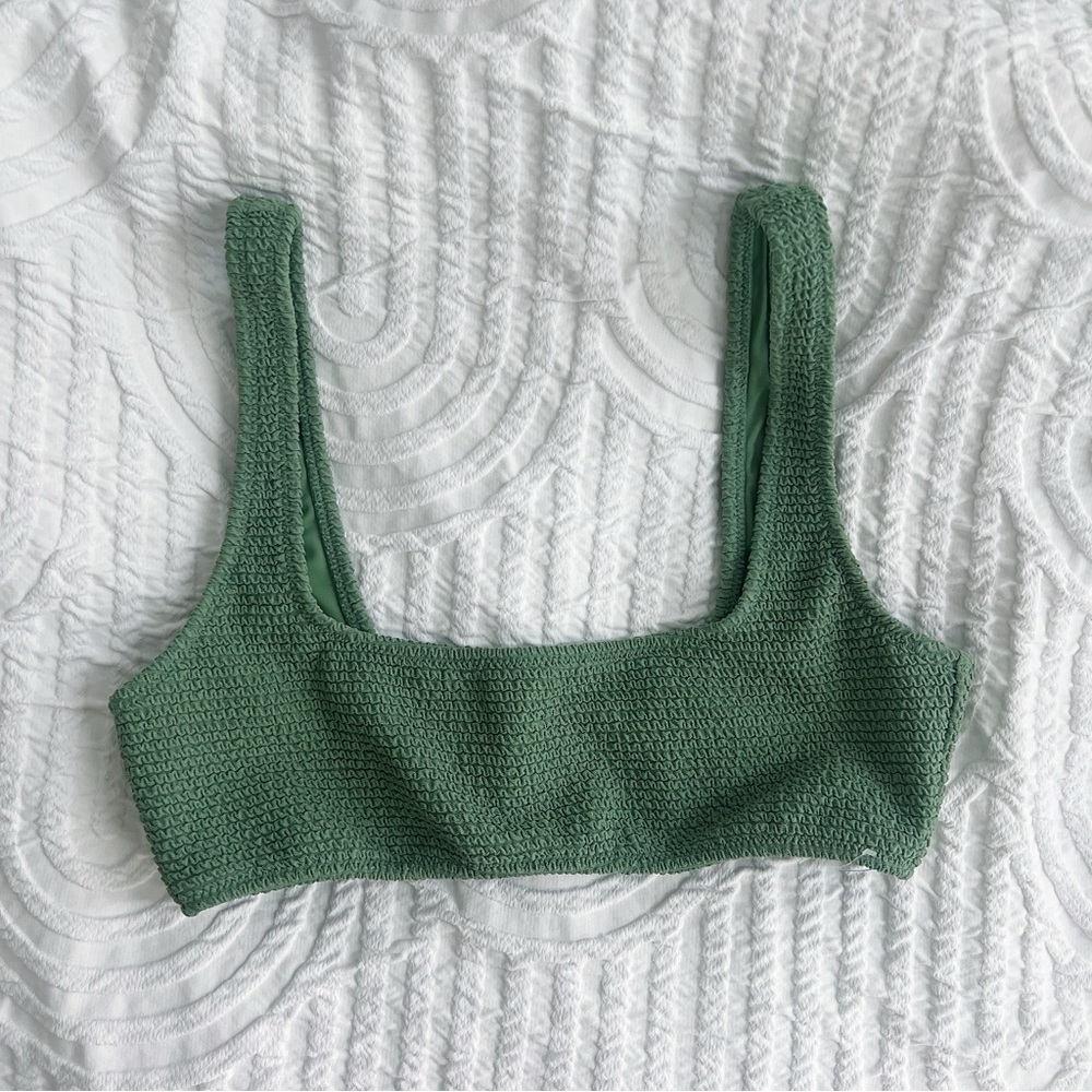 LA Hearts PacSun Green Crinkle Bikini Top